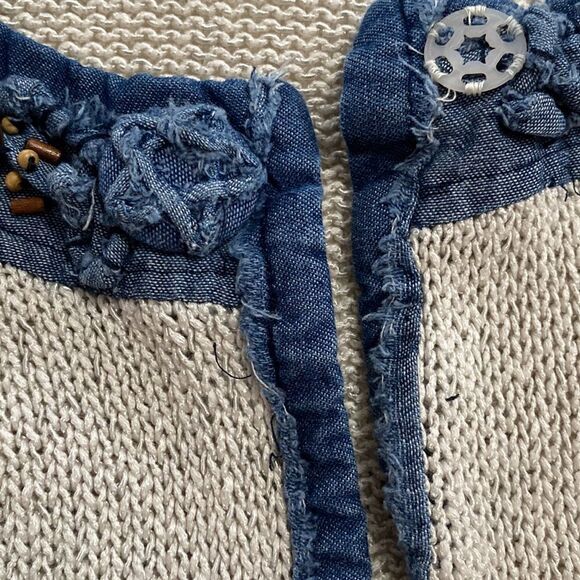 PANKHURST Vintage Button Down Denim Trimmed Sweater Cardigan Sz S - Picture 8 of 10